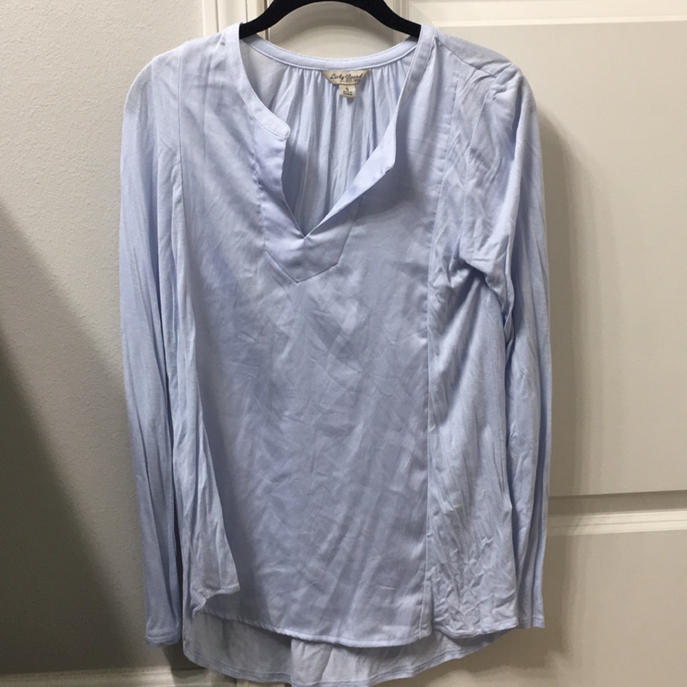 Light blue v neck blouse
